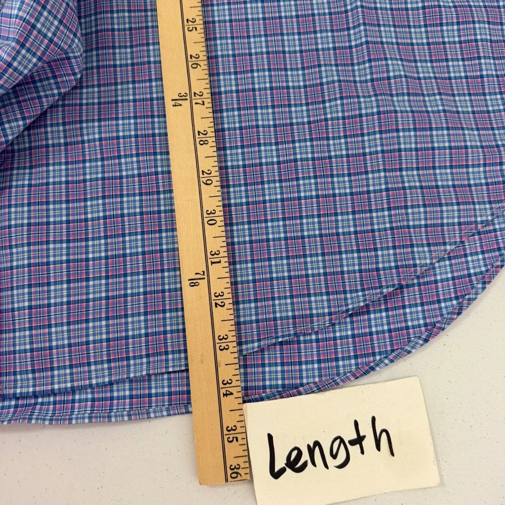 Polo Ralph Lauren Button Down Mens 4XB Plaid Stretch Blue Casual Preppy